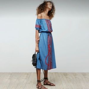 Madewell Embroidered Indigo Mercado Dress in Size XS